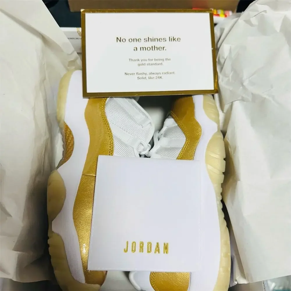 Air Jordan 11 Retro Low Mother's Day Women's Sneakers White Gold Size 6.5